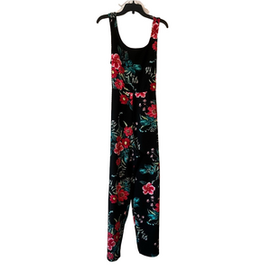 derek heart black and red tropical Floral Black sleeveless Jumpsuit romper